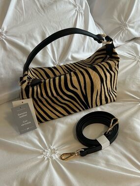 H&M zebra print genuine leather pony hair mini bag